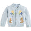Applique Birthday Bear Cardigan, Blue - Cardigans - 1 - thumbnail