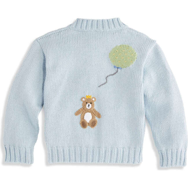 Applique Birthday Bear Cardigan, Blue - Cardigans - 2