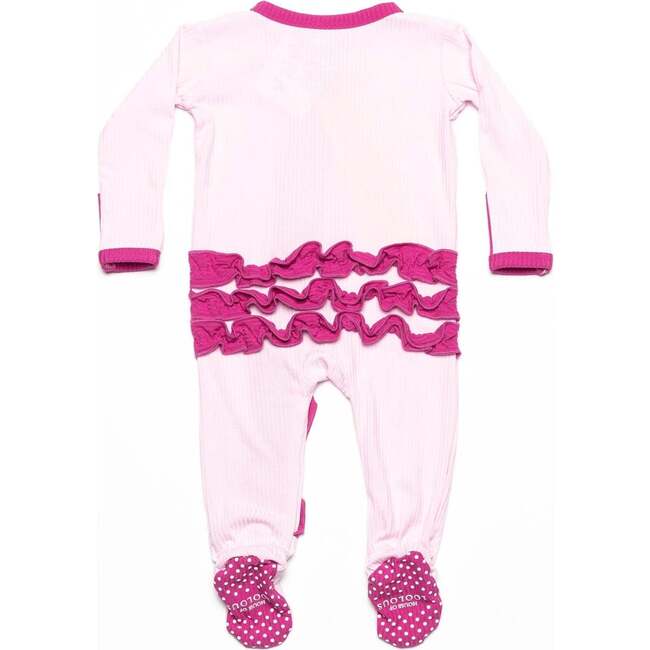 Dream in Pink Ribbed Zippered Footie - Footie Pajamas - 3