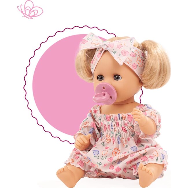 Sleepy Aquini Girl Flower - 13" Bath Baby Girl Doll with Blonde Hair to Wash and Style