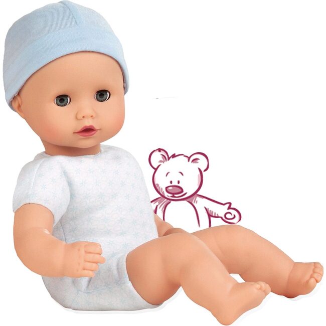 Muffin to Dress 13" Soft Cloth/Vinyl Baby Doll in Blue with Blue Sleeping Eyes