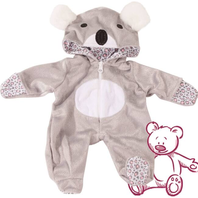 One Piece Koala Bear Costume Pajama Sleeper  for 12-13" Baby Dolls