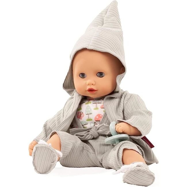 Muffin Lucky One 13" Bald Baby Doll with Blue Sleeping Eyes, Overalls and Jacket - Dolls - 3