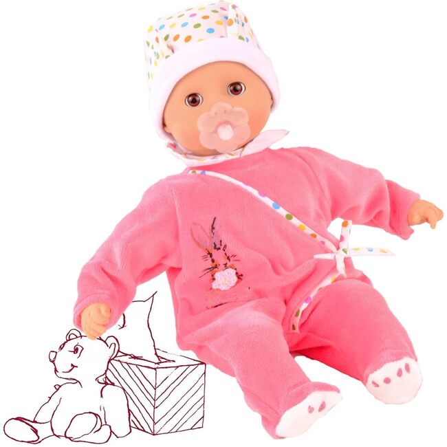 Muffin 13" Bald Baby Doll in Pink Pajamas with Brown Sleeping Eyes