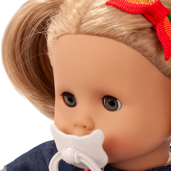 Muffin Rainbow 13" Soft Baby Doll with Denim Jumpsuit and Blonde Hair to Wash & Style - Dolls - 3