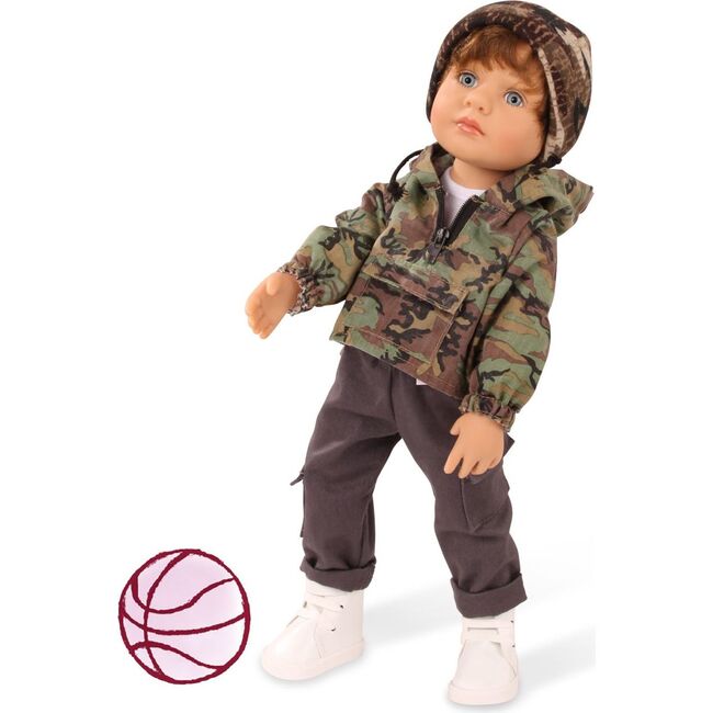 Little Kidz Paul - 14" Multi-Jointed Standing Boy Doll with Brown Hair, Cargo Pants and Camo Hoodie - Dolls - 2