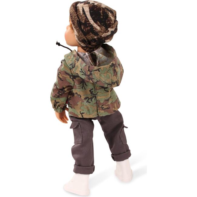 Little Kidz Paul - 14" Multi-Jointed Standing Boy Doll with Brown Hair, Cargo Pants and Camo Hoodie - Dolls - 3
