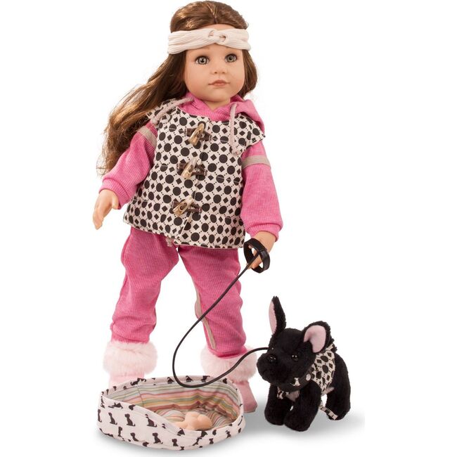 Hannah Staycation - 19.5" All Vinyl Poseable Standing Doll with Long Brown Hair to Wash & Style - Includes Puppy & Accessories
