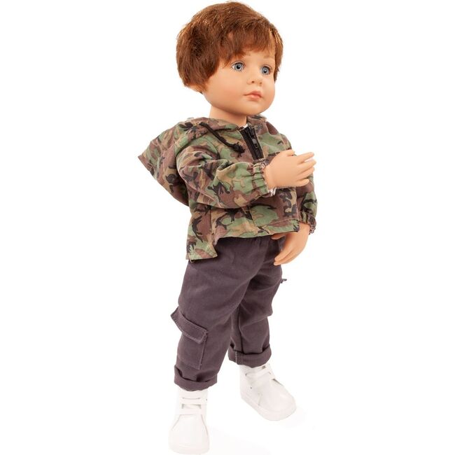 Little Kidz Paul - 14" Multi-Jointed Standing Boy Doll with Brown Hair, Cargo Pants and Camo Hoodie - Dolls - 4