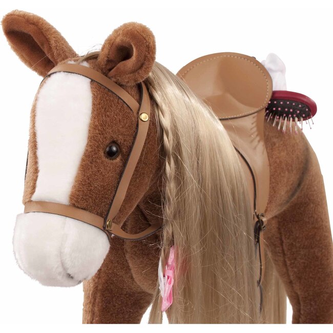 Big Plush Combing Horse with Saddle and Bridle Plus Mane and Tail to Brush and Style for 18" and 19.5" Dolls - Doll Accessories - 2