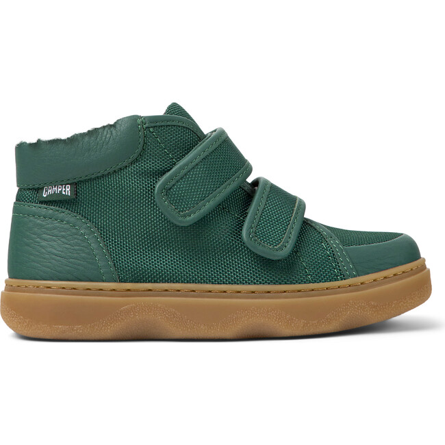 Kiddo Leather And Textile 2-Velcro Strap Sneakers, Dark Green - Sneakers - 3