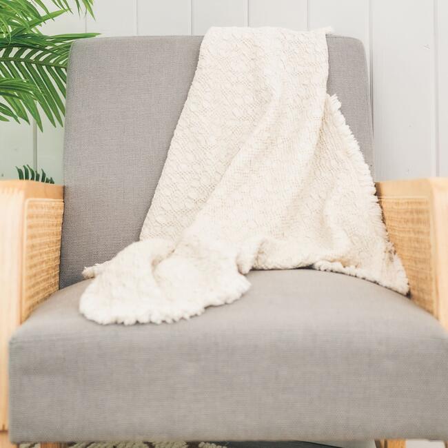 Oatmeal Boho Knit Blanket - Blankets - 4