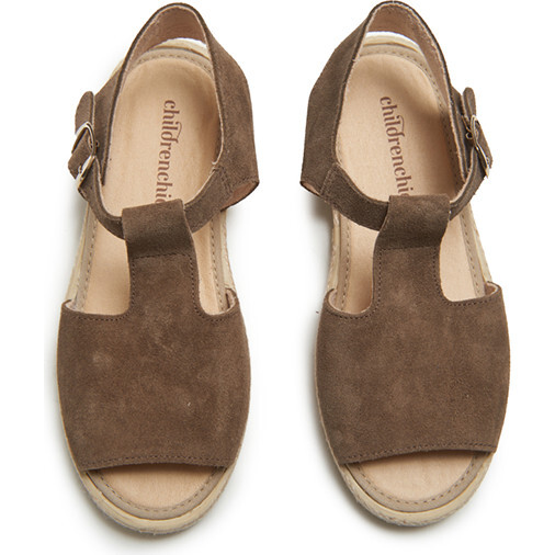 Suede T-Bar Espadrille Sandal, Taupe - Sandals - 3