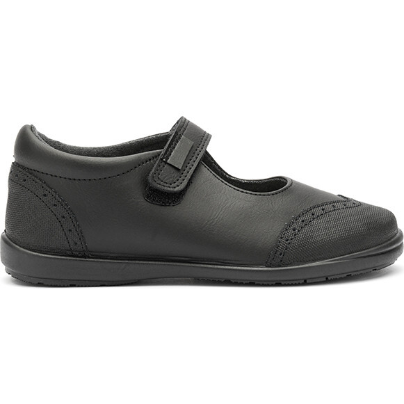 School Treated Leather Mary Jane Shoes, Black
