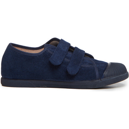 Fall Double Velcro Corduroy Sneakers, Navy - Sneakers - 1