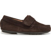 Suede Velcro Closure Driving Loafers, Brown - Loafers - 1 - thumbnail