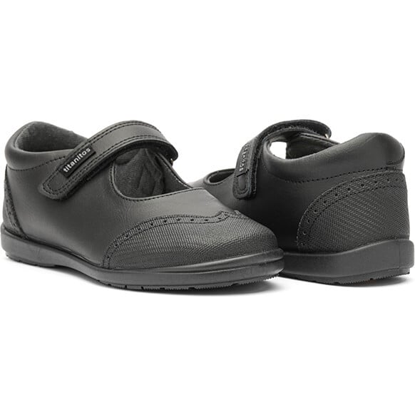 School Treated Leather Mary Jane Shoes, Black - Mary Janes - 3