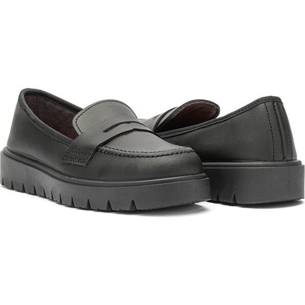 School Treated Leather Loafers, Black - Loafers - 5