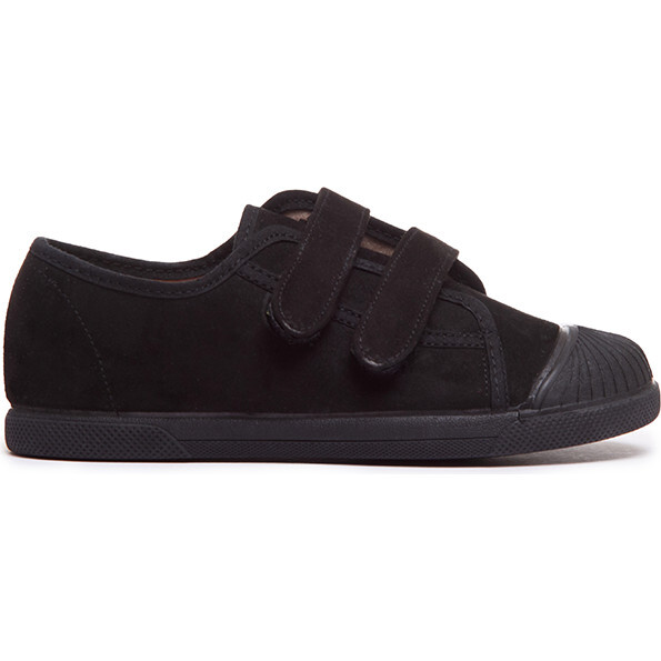 Fall Double Velcro Suede Sneakers, Black