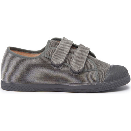 Fall Double Velcro Corduroy Sneakers, Grey - Sneakers - 1