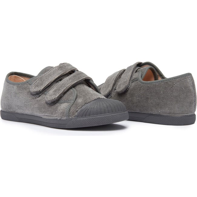 Fall Double Velcro Corduroy Sneakers, Grey - Sneakers - 5