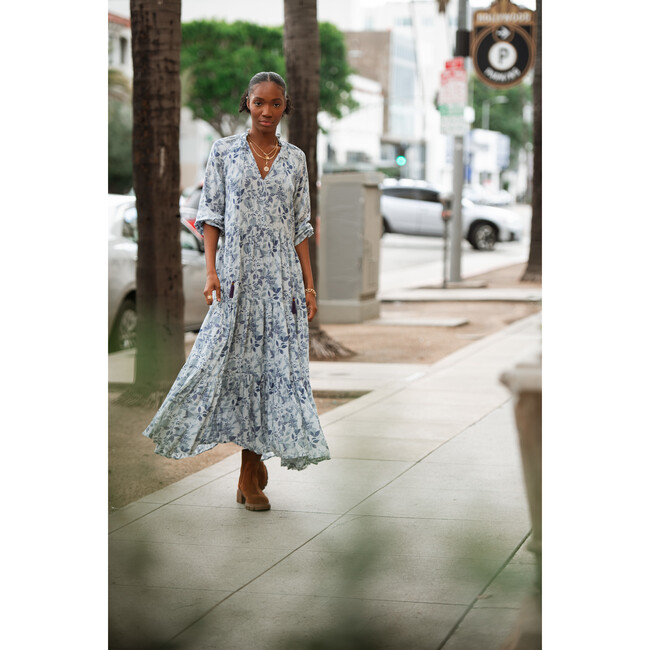 Women's Sienna Maxi, Indigo Flowers - Dresses - 2