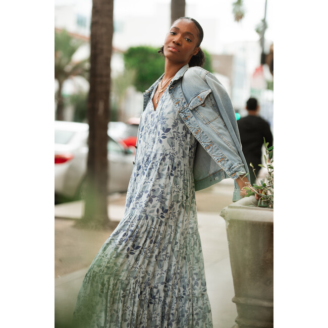 Women's Sienna Maxi, Indigo Flowers - Dresses - 4