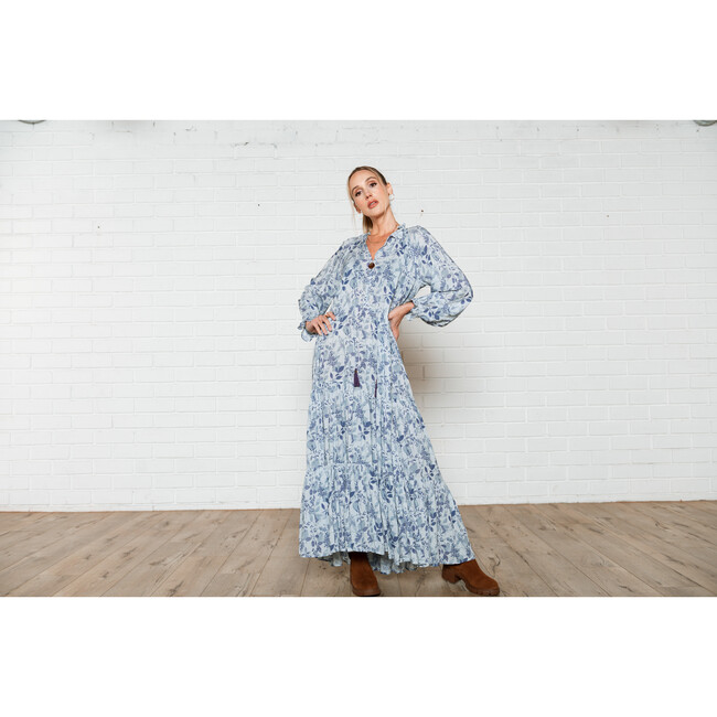 Women's Sienna Maxi, Indigo Flowers - Dresses - 5