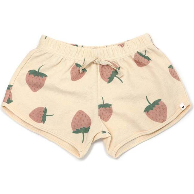 Strawberry Cotton Terry Girls Track Short, Natural