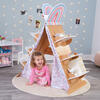 Wood Book Nook Tent with 6 Shelves, Children's Bookcase, Caramel Ash Color - Storage - 2