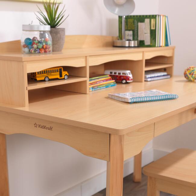 Avalon Wooden Children s Desk with Hutch Chair and Storage Natural KidKraft Play Tables Desks Maisonette