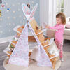 Wood Book Nook Tent with 6 Shelves, Children's Bookcase, Caramel Ash Color - Storage - 5