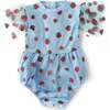 Strawberry Sweet Blue Baby Romper, Blue - Rompers - 1 - thumbnail