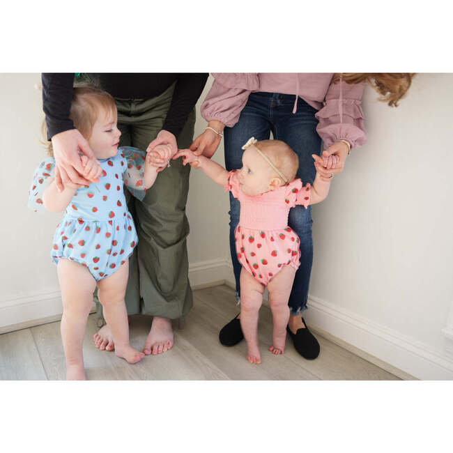 Strawberry Sweet Blue Baby Romper, Blue - Rompers - 3