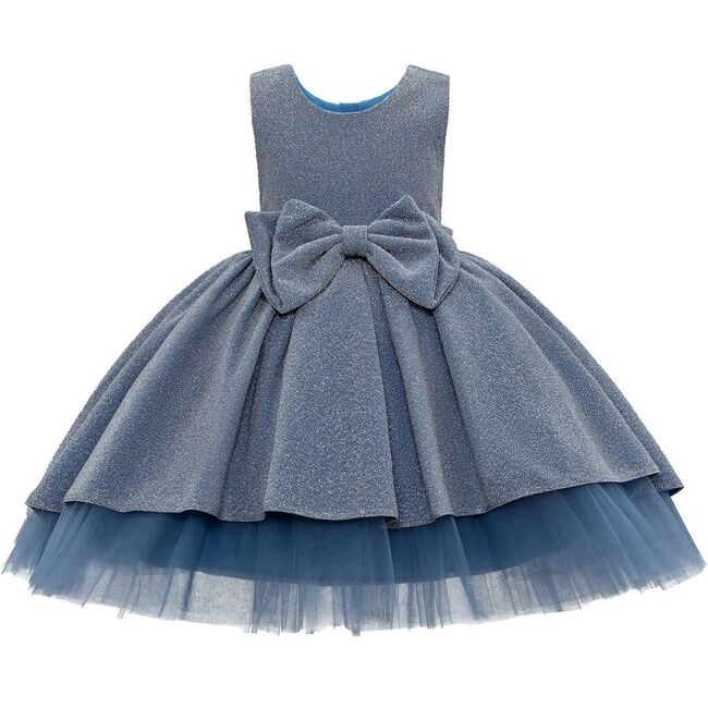 Sarita Glitter Double Bow Dress, Blue