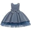 Sarita Glitter Double Bow Dress, Blue - Dresses - 1 - thumbnail