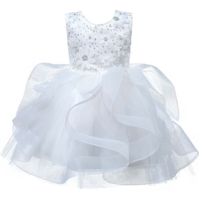 Avila Sequin Twirl Tulle Dress, White