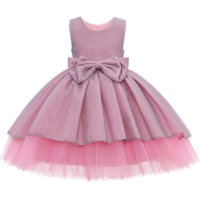 Sarita Glitter Double Bow Dress, Pink