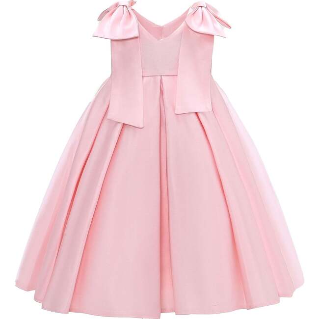 Palermo Satin Bow Pleated Dress, Pink