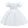 Juliana Puff Shoulder Bow Dress, Ivory - Dresses - 1 - thumbnail