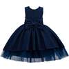 Sarita Sapphire Glitter Double Bow Dress, Navy - Dresses - 1 - thumbnail