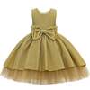 Sarita Glitter Double Bow Dress, Gold - Dresses - 1 - thumbnail