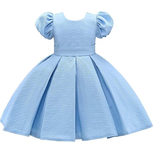 Juliana Puff Shoulder Bow Dress, Blue