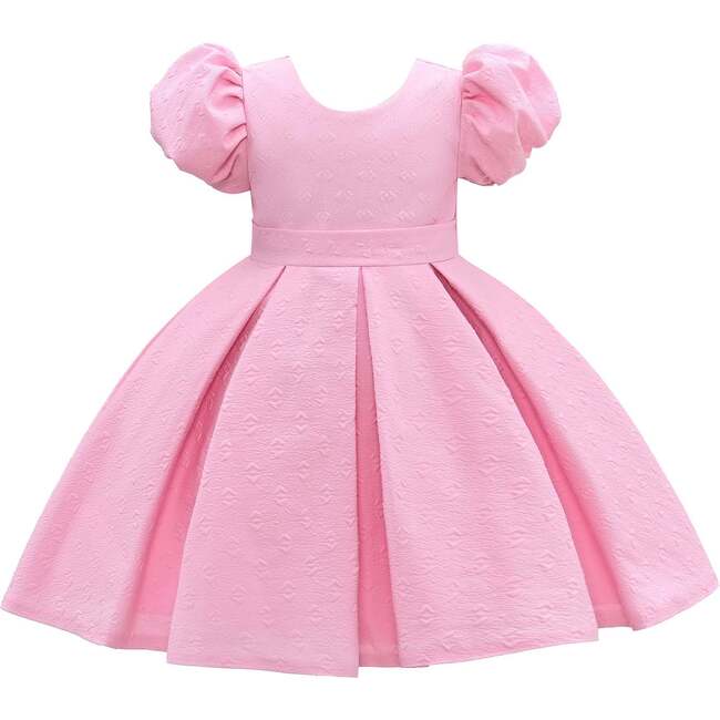 Juliana Puff Shoulder Bow Dress, Pink