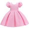 Juliana Puff Shoulder Bow Dress, Pink - Dresses - 1 - thumbnail