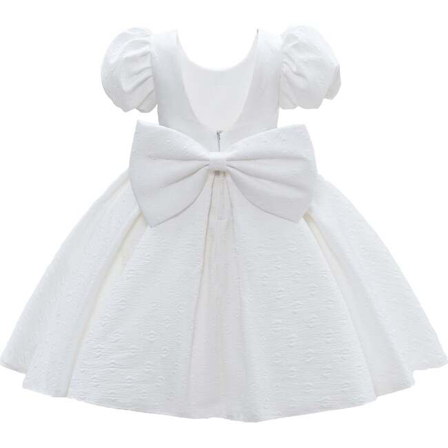 Juliana Puff Shoulder Bow Dress, Ivory