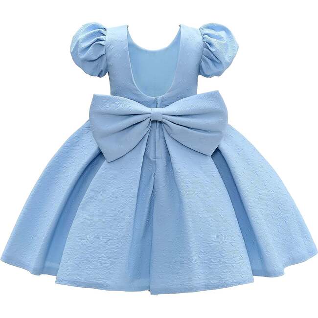 Juliana Puff Shoulder Bow Dress, Blue