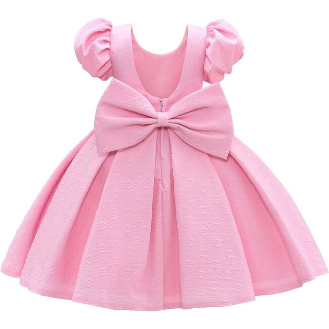 Juliana Puff Shoulder Bow Dress, Pink