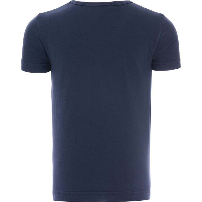 Solid Cotton T-Shirt, Blue - T-Shirts - 2