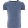 Melange Solid Cotton T-Shirt, Blue - T-Shirts - 1 - thumbnail